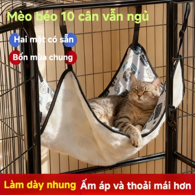 Võng treo chuồng mèo 2 lớp vải lông + canvas, đa màu, giảm còn 68,000 VND 6