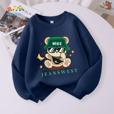 W.G.Q Áo Sweater bé trai, vải in hình hợp thời trang Mềm mại thoáng khí thấm mồ hôi Thích hợp cho trang phục thể thao ngoài trời