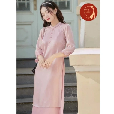Xả lẻ áo dài nữ cách tân 4 tà thêu hoa hồng pastel - Siêu xinh, giá rẻ 260k 3