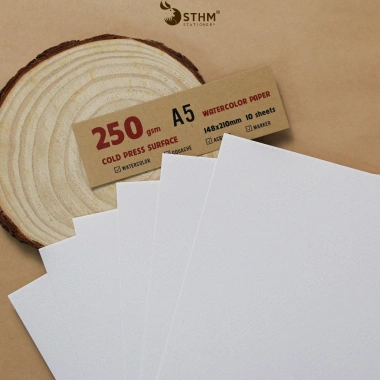 Xấp 10 tờ giấy vẽ màu nước 250gsm vân Cold Press - Thích hợp cho màu nước, sáp dầu, gouache - Chỉ 17.000đ