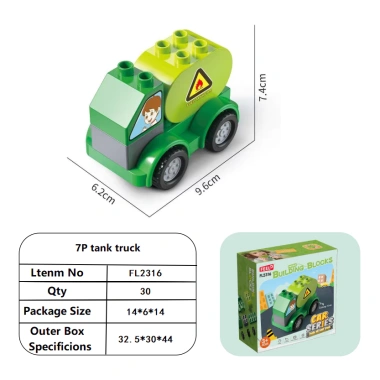 Xe bồn lắp ráp FEELO 7 mảnh - Giá ưu đãi 65.000đ, bền, lắp nhanh, phù hợp bé 4