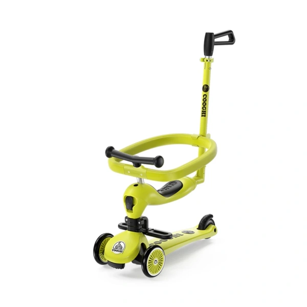 Hình ảnh sản phẩm Xe chòi chân scooter cao cấp cho bé Cooghi Velo Kids có mái che, cần đẩy, bánh LED phát sáng