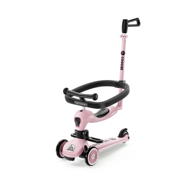 Hình ảnh sản phẩm Xe chòi chân scooter cao cấp cho bé Cooghi Velo Kids có mái che, cần đẩy, bánh LED phát sáng