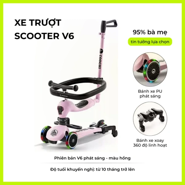 Xe chòi chân scooter Cooghi Velo Kids: Đánh giá tính năng an toàn và thiết kế mái che cho bé