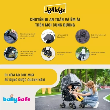 Xe Đẩy Bé Gấp Gọn Jovikids Ezra 0‑3 tuổi 0‑22kg – Nhẹ An Toàn Giá 2.6 Triệu 2