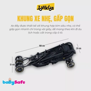 Xe Đẩy Bé Gấp Gọn Jovikids Ezra 0‑3 tuổi 0‑22kg – Nhẹ An Toàn Giá 2.6 Triệu 5
