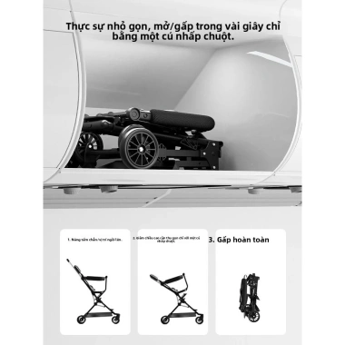 Xe đẩy em bé nhẹ gập gọn, mở 1 chạm, phù hợp trẻ 1‑7 tuổi – Di động, tiện lợi
