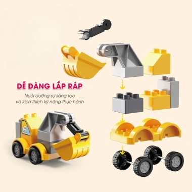 Xe tải lắp ráp Feelo 7 chi tiết - Đồ chơi an toàn cao cấp cho bé, chỉ 65.000₫ 7
