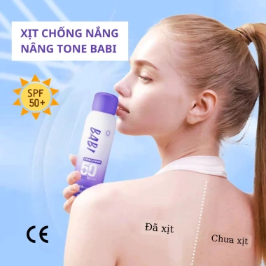 Xịt chống nắng BABI SPF50 PA++++ Kiểm soát dầu, tăng tông màu da mặt & cơ thể 100ml