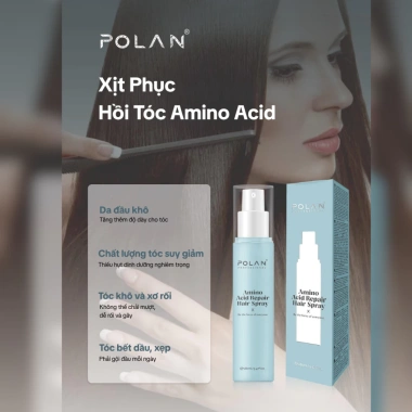 Xịt Dưỡng Tóc POLAN + Dầu Gội Tím, Chống Sót Da Đầu, Khử Mùi Amoniac - Giá 275k