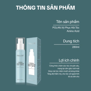 Xịt Dưỡng Tóc POLAN + Dầu Gội Tím, Chống Sót Da Đầu, Khử Mùi Amoniac - Giá 275k
