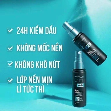 Xịt Khóa Nền Maybelline Fit Me Matte Poreless 60ml Kiềm Dầu, Mịn Lì, Giá 238k
