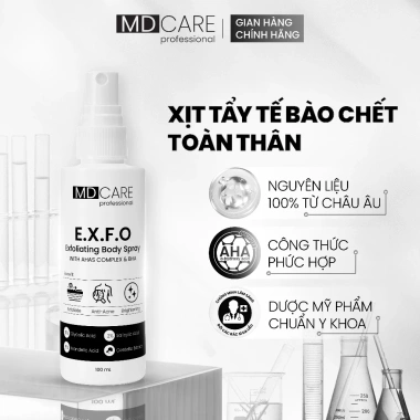 Xịt Tẩy Tế Bào Chết Toàn Thân AHAs BHA MD CARE 100ml Da Mịn Mờ Đốm Giá 342k
