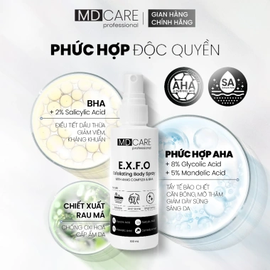 Xịt Tẩy Tế Bào Chết Toàn Thân AHAs BHA MD CARE 100ml Da Mịn Mờ Đốm Giá 342k
