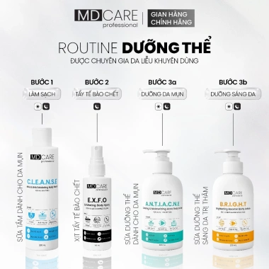 Xịt Tẩy Tế Bào Chết Toàn Thân AHAs BHA MD CARE 100ml Da Mịn Mờ Đốm Giá 342k