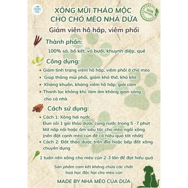 Xông Hô Hấp Thảo Dược Cho Mèo Cún - Giảm Viêm Phổi, Hô Hấp, Thông Mũi - Giá 39.000₫