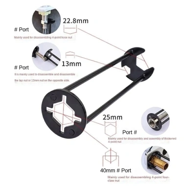 Yuukii Cờ Lê Bồn Rửa Đa Năng - Chìa Khóa Vòi Flume 4 Móng, Dụng Cụ Bảo Trì Ống Thép Carbon Giá 71,060₫