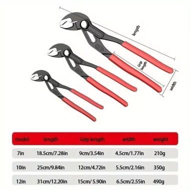 Yuukii Kìm Ống Nước 7‑12 inch Cờ Lê Kẹp Hệ Thống Mở Lớn – Dụng Cụ Cầm Tay Nhanh
