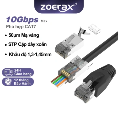 ZoeRax 10 Cáp CAT7/CAT6A RJ45 Bảo Vệ Giảm Căng Thẳng Đen - Giá Siêu Tiết Kiệm