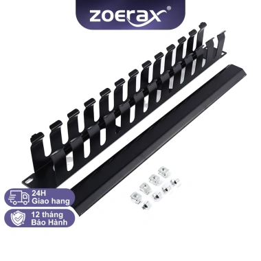 ZoeRax 1U 19 inch Quản lý cáp 24 khe kim loại - Rack Mount Cable Organizer