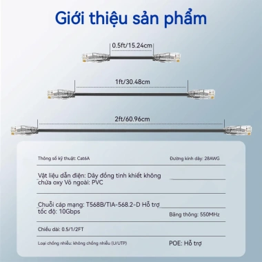 ZoeRax 24 Cáp CAT6A 28AWG 10Gbps Ethernet 0.5-2ft Dây mạng Gigabit cho Router PC TV 8 ZoeRax 24 Cáp CAT6A 28AWG 10Gbps Ethernet 0.5-2ft Dây mạng Gigabit cho Router PC TV 8