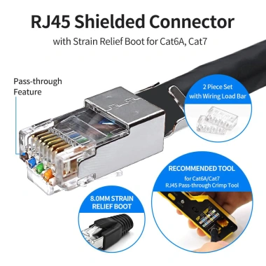 ZOERAX 30 Gói Cat7/Cat6A RJ45 Mạng mô-đun, 50 Phích cắm mạ vàng, giảm căng thẳng – 185.900 VNĐ