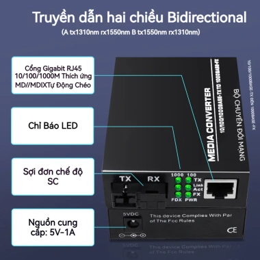 ZoeRax Bộ chuyển đổi SC Gigabit RJ45 sang sợi Ethernet - Giải pháp camera quan sát & mạng doanh nghiệp, giá ưu đãi 279.999 VND 3