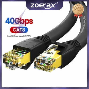 ZoeRax Cáp Ethernet Cat8 40Gbps 24AWG SFTP - Tốc độ cao, chịu ngoài trời