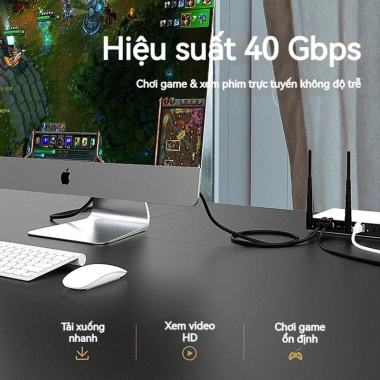 ZoeRax Cáp Ethernet Cat8 40Gbps 24AWG SFTP - Tốc độ cao, chịu ngoài trời