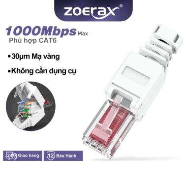 ZoeRax Công cụ miễn phí Đầu nối RJ45 CAT6 - Phích cắm Ethernet 23-26AWG, Giá 49.499 VND