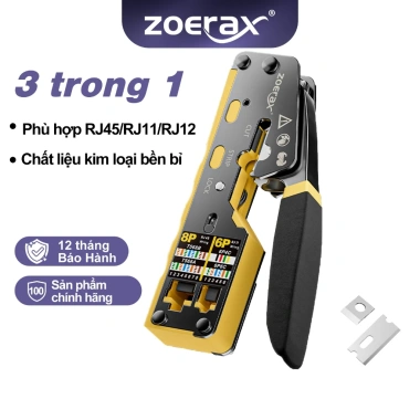 ZoeRax Công Cụ Nén RJ45 Pass-Through và Cutter, Đa Dụng Cho Cat6/5e/5, 8P8C, Tiết Kiệm Thời Gian Lắp Mạng Ethernet