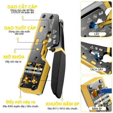 ZoeRax Công Cụ Nén RJ45 Pass-Through và Cutter, Đa Dụng Cho Cat6/5e/5, 8P8C, Tiết Kiệm Thời Gian Lắp Mạng Ethernet 2 ZoeRax Công Cụ Nén RJ45 Pass-Through và Cutter, Đa Dụng Cho Cat6/5e/5, 8P8C, Tiết Kiệm Thời Gian Lắp Mạng Ethernet 2