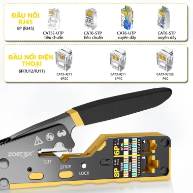 ZoeRax Công Cụ Nén RJ45 Pass-Through và Cutter, Đa Dụng Cho Cat6/5e/5, 8P8C, Tiết Kiệm Thời Gian Lắp Mạng Ethernet 5 ZoeRax Công Cụ Nén RJ45 Pass-Through và Cutter, Đa Dụng Cho Cat6/5e/5, 8P8C, Tiết Kiệm Thời Gian Lắp Mạng Ethernet 5