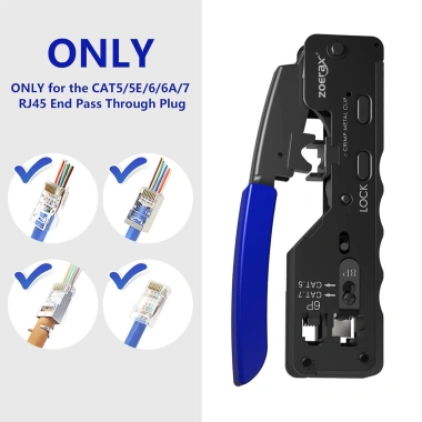 ZoeRax Crimp Tool RJ45 - Dụng cụ cắt tước nén mạng Cat5/5E/6/6A/7 All-in-one, Giá ưu đãi 247.499đ
