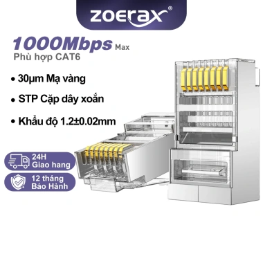 ZoeRax Đầu Nối Cat6 RJ45 Mô-đun 8P8C Phích Cắm Ethernet Uốn Mạ Vàng - Giá Siêu Ưu Đãi 115.499₫