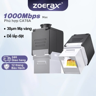 Zoerax Đầu Nối Chuyển Đổi Cat6a‑Cat7 Keystone RJ45 STP Kẽm 22‑26 AWG Giá 29.700₫