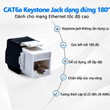 Zoerax Đầu Nối Chuyển Đổi Cat6a‑Cat7 Keystone RJ45 STP Kẽm 22‑26 AWG Giá 29.700₫