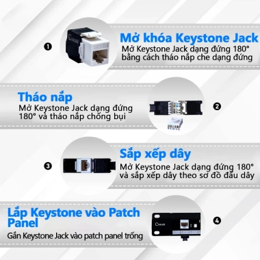 Zoerax Đầu Nối Chuyển Đổi Cat6a‑Cat7 Keystone RJ45 STP Kẽm 22‑26 AWG Giá 29.700₫