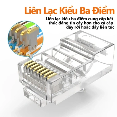 ZoeRax Đầu nối RJ45 CAT6 8P8C mạ vàng – Phích cắm mô-đun, đầu uốn cáp rắn, giảm còn 3.740₫