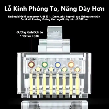 ZoeRax Đầu nối RJ45 CAT6 8P8C mạ vàng – Phích cắm mô-đun, đầu uốn cáp rắn, giảm còn 3.740₫