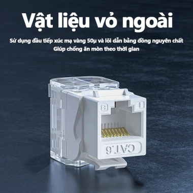 ZoeRax Giắc cắm Keystone RJ45 CAT6A/CAT6/CAT5e UTP – Không cần dụng cụ, lắp nhanh, giá 84.699đ