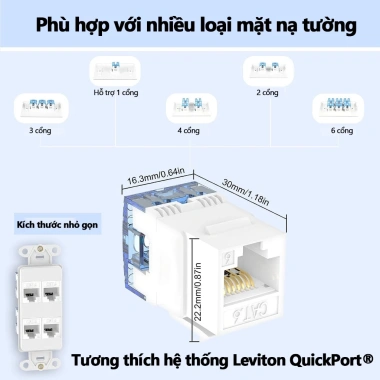 ZoeRax Keystone Jack RJ45 Cat6/Cat5e UTP 180° Thiết kế dây, phù hợp tấm tường - Giá ưu đãi 71.499
