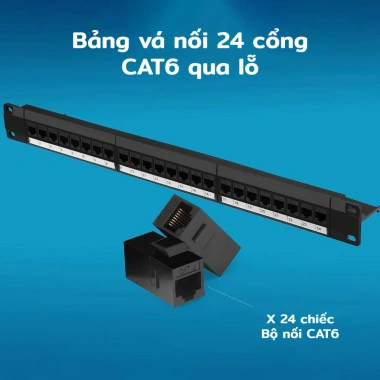 ZoeRax Patch Panel 1U 24 Cổng Cat6 Cat5E RJ45 UTP 19 Inch Tháo Rời 340.999 VND