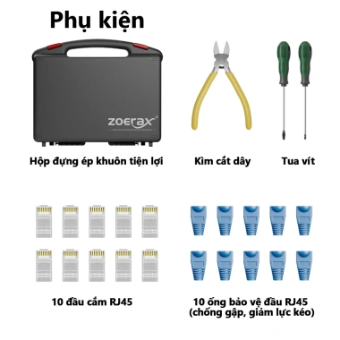 ZoeRax RJ45 CAT6 Crimp Tool Kit - Công cụ mạng, crimper, punchdown, stripper, chỉ 275.000đ