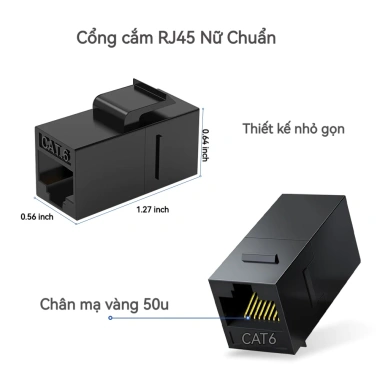 Zoerax RJ45 CAT6 Keystone Coupler Nữ Sang Nữ - Khớp Nối UTP Trắng, 43.560₫ 8