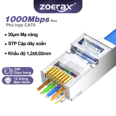 ZoeRax RJ45 Cat6/Cat6a Phích cắm mô-đun bảo vệ mạ vàng Ethernet STP giá 115.499 VND