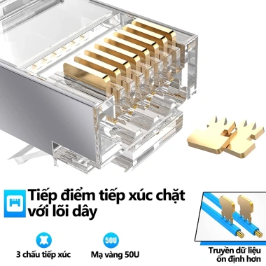 Zoerax RJ45 Cat7 Cat6a 8P8C 50um Mạ Vàng FTP/STP - Bộ 10 mô-đun mạng 1.5mm, 129.8k 4
