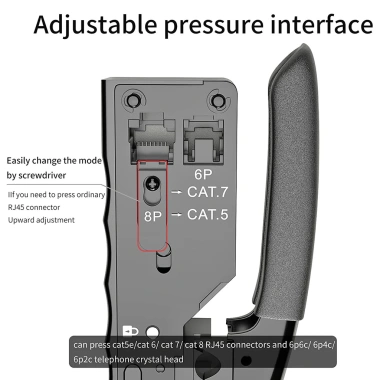 ZoeRax RJ45 Crimper Ethernet Đa năng uốn xuyên qua Cat5‑Cat7, kìm dây, đầu nối mô-đun, giảm 258k