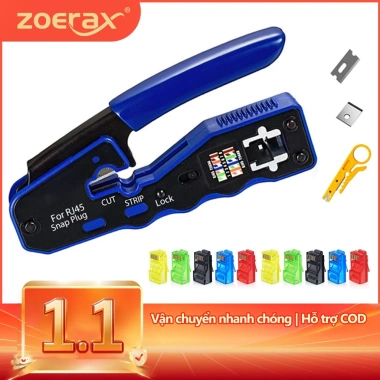 ZoeRax RJ45 Dụng Cụ Uốn và Cắt Dây All in One cho Cat6a Cat6 Cat5e Đầu Nối Mô-đun Ethernet 8P8C Giá Ưu Đãi 285.999đ