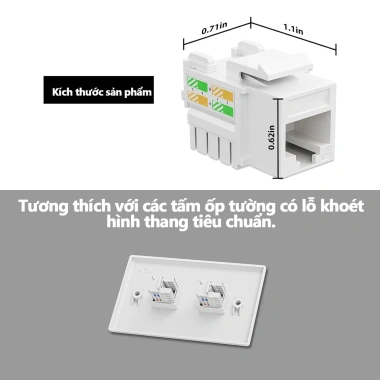 ZoeRax Set 10 Tấm Chèn Đứng 90 độ Jack Cắm Đá Đá Chìa Khóa Cat6 Ethernet RJ45 286.000 VND